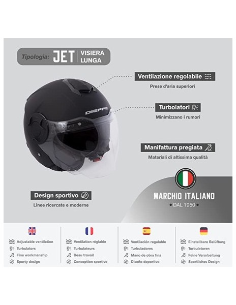 CASCO JET DIEFFE DF70 CON DOPPIA VISIERA 2