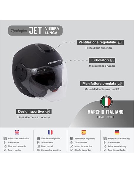 CASCO JET DIEFFE DF70 CON DOPPIA VISIERA