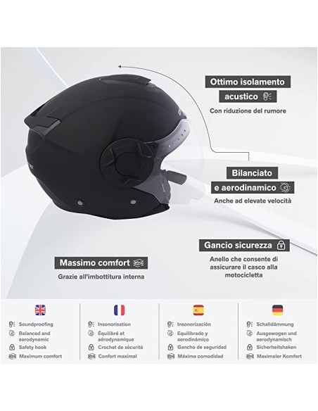 CASCO JET DIEFFE DF70 CON DOPPIA VISIERA