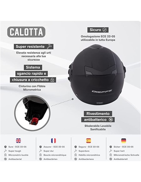 CASCO JET DIEFFE DF70 CON DOPPIA VISIERA