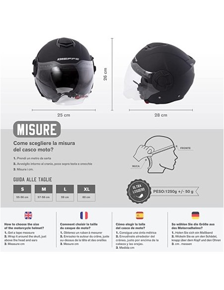 CASCO JET DIEFFE DF70 CON DOPPIA VISIERA