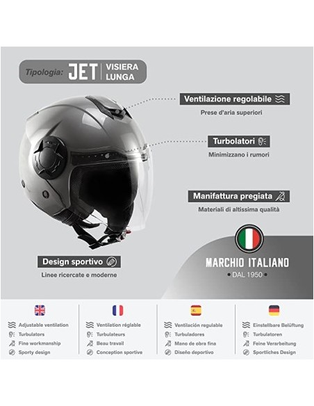 CASCO JET DIEFFE DF70 CON DOPPIA VISIERA