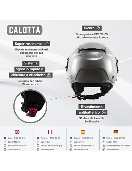 CASCO JET DIEFFE DF70 CON DOPPIA VISIERA