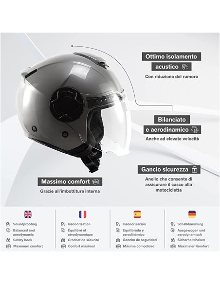 CASCO JET DIEFFE DF70 CON DOPPIA VISIERA