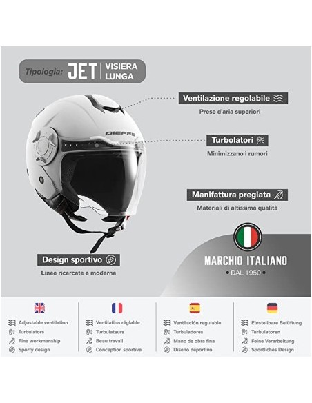 CASCO JET DIEFFE DF70 CON DOPPIA VISIERA