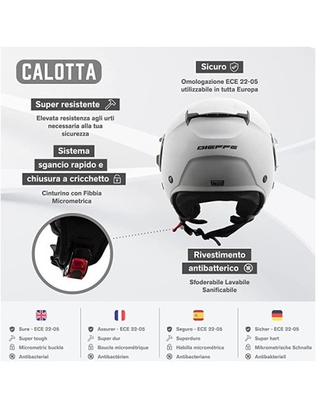 CASCO JET DIEFFE DF70 CON DOPPIA VISIERA