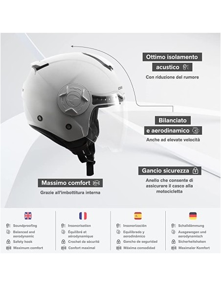CASCO JET DIEFFE DF70 CON DOPPIA VISIERA
