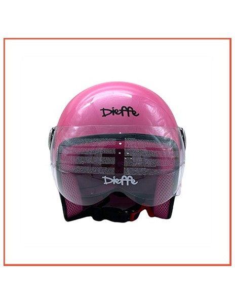 CASCO DIEFFE DEMIJET JUNIOR BABY CON VISIERA ROSA LUCIDO