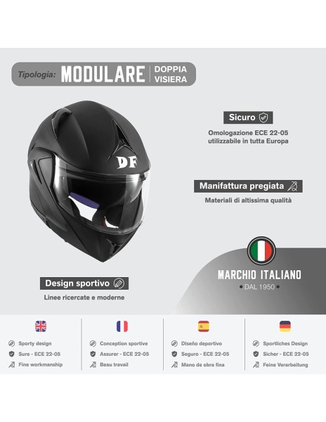 CASCO DIEFFE MODULARE CON DOPPIA VISIERA 2