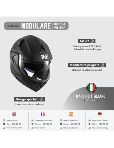 CASCO DIEFFE MODULARE CON DOPPIA VISIERA
