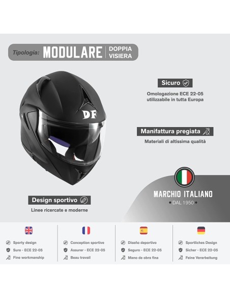 CASCO DIEFFE MODULARE CON DOPPIA VISIERA