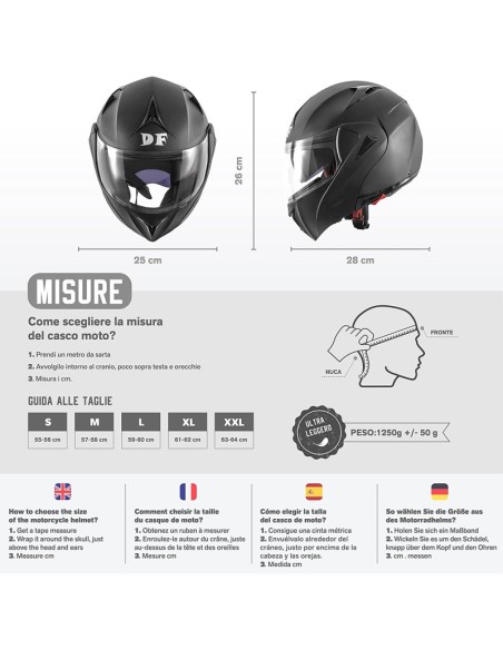 CASCO DIEFFE MODULARE CON DOPPIA VISIERA