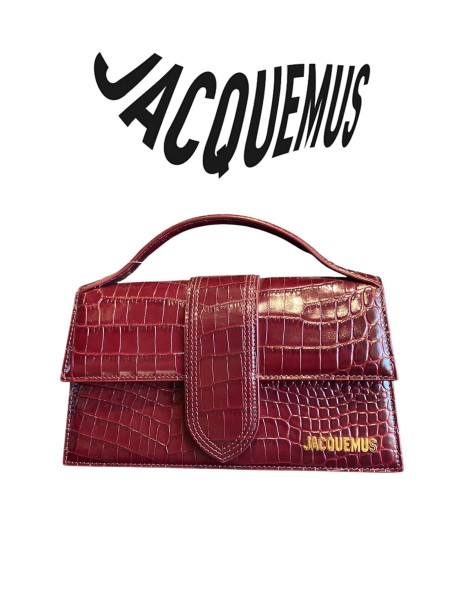 JACQUEMUS Le grand Bambino Croco Burgundy