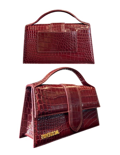 JACQUEMUS Le grand Bambino Croco Burgundy 2
